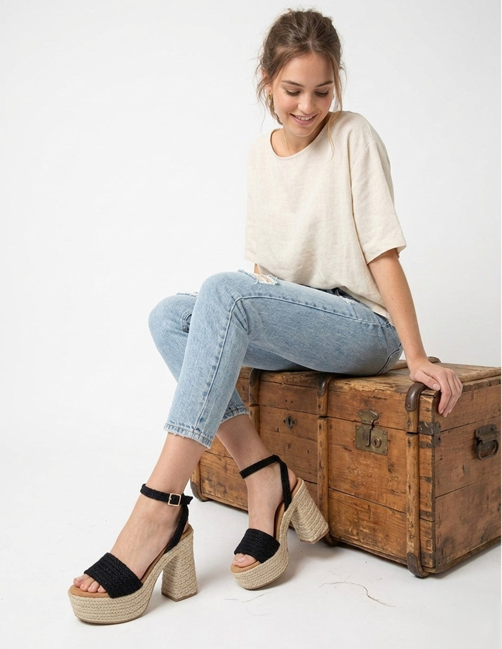 Sandalias Negras Tacón mujer