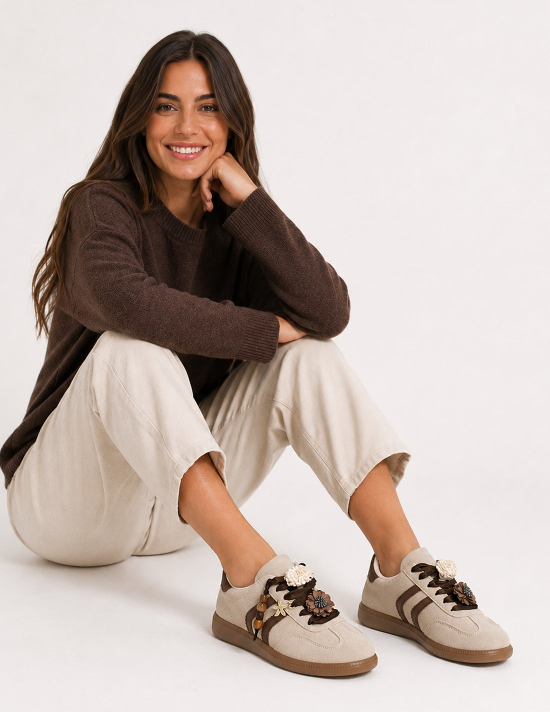 Zapatillas Deportivas Beige Mujer