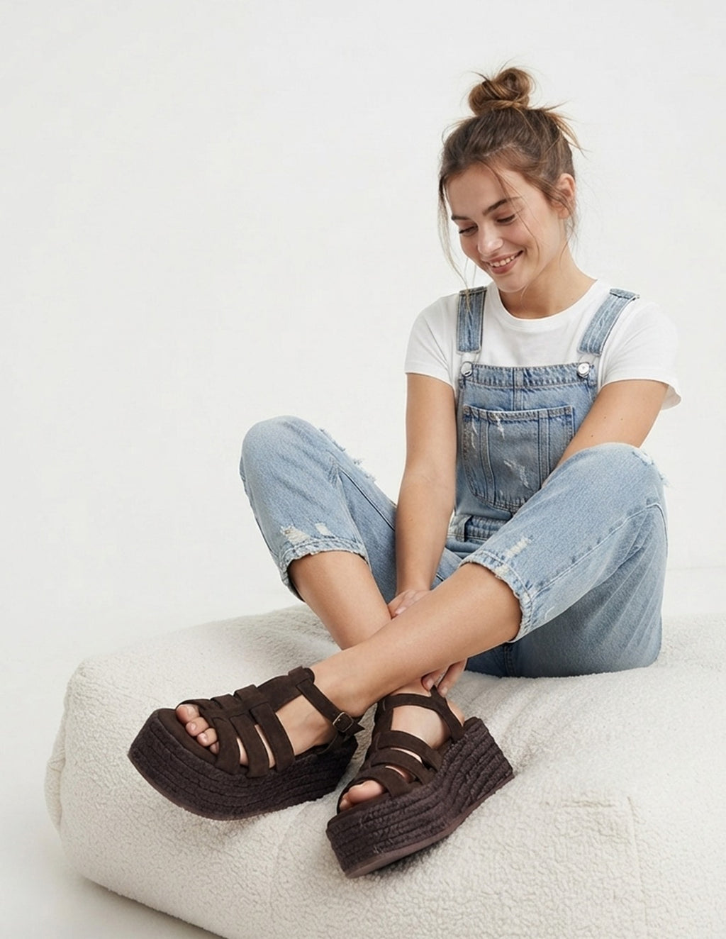 Sandalias Cuña Yute Marrón y Plataforma | Cangrejera